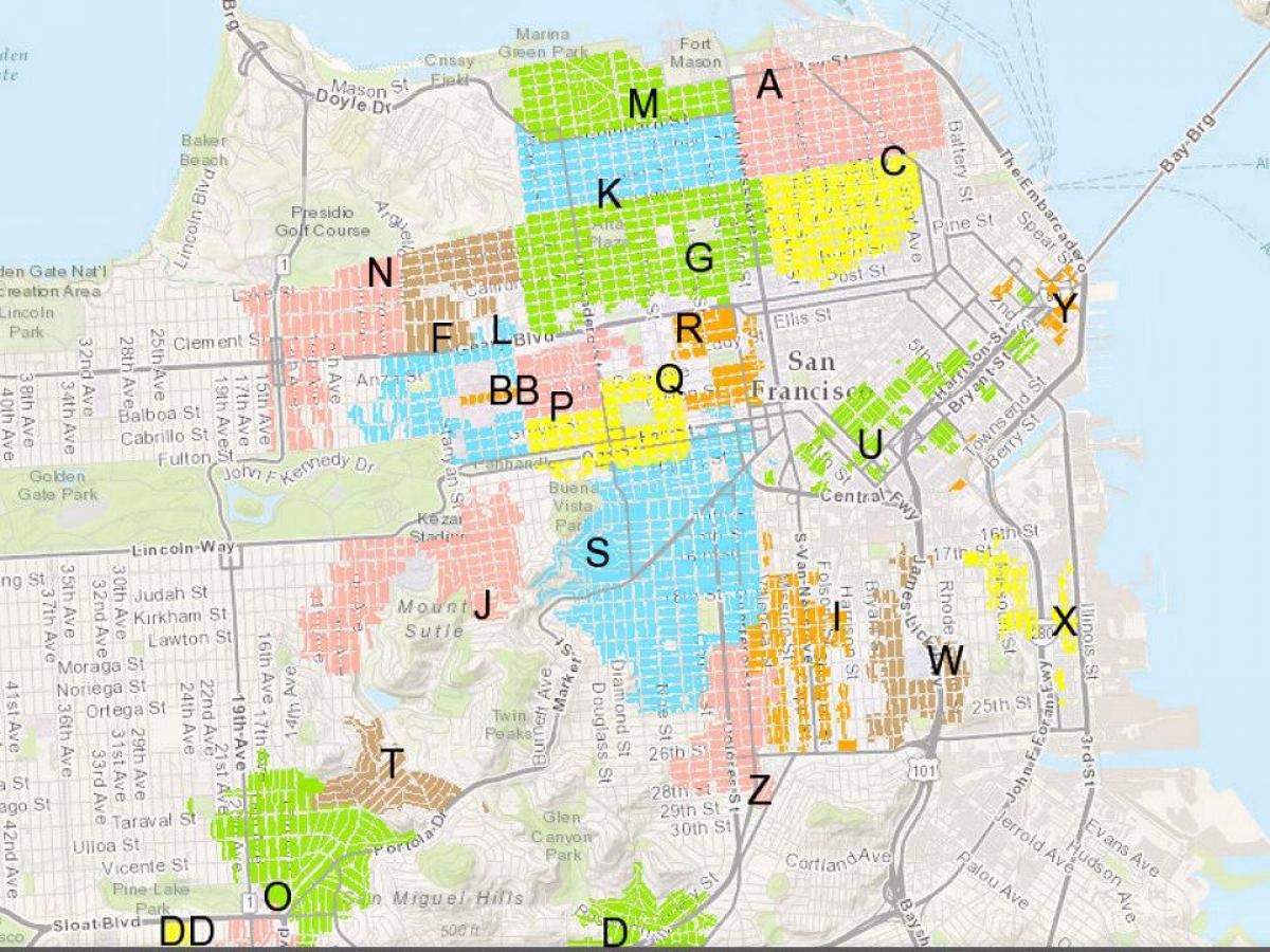 מפה של SF חניה למגורים