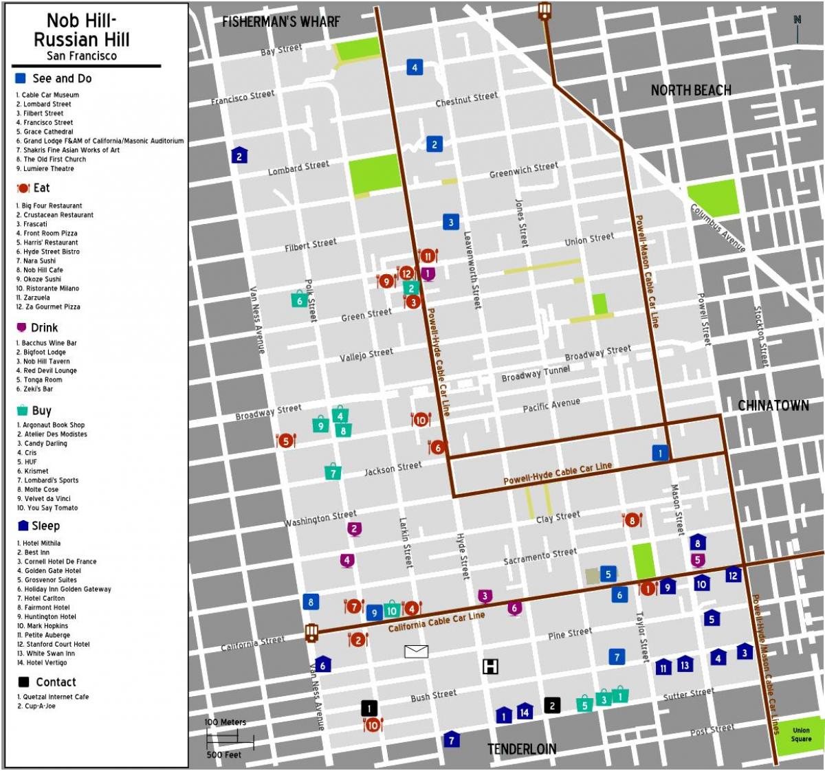 מפה של נוב היל בסן פרנסיסקו