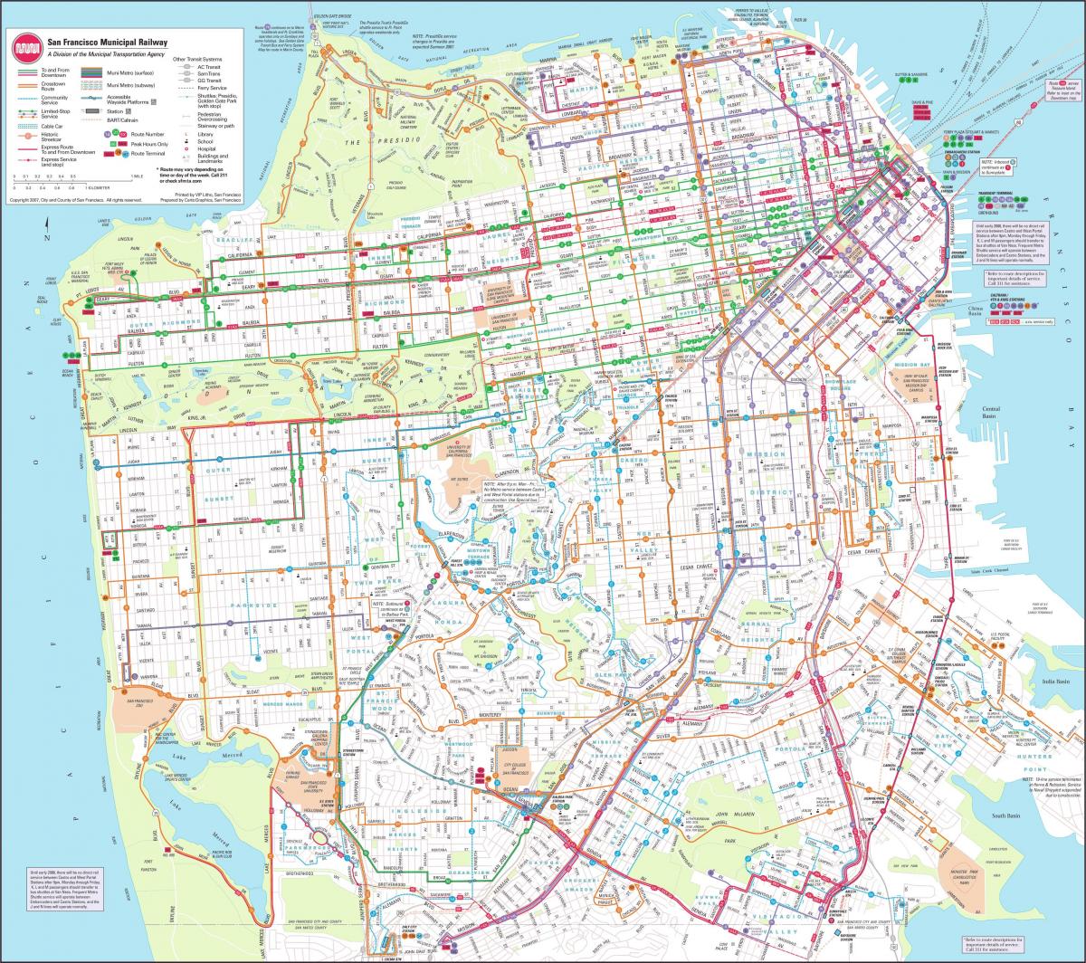 המפה של סן פרנסיסקו municipal railway