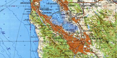 אזור מפרץ סן פרנסיסקו מפה טופוגרפית
