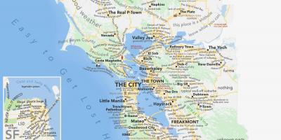 אזור מפרץ סן פרנסיסקו מפת קליפורניה