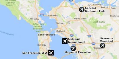 שדות תעופה ליד סן פרנסיסקו מפה