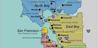 מפה של דרום אזור מפרץ סן פרנסיסקו