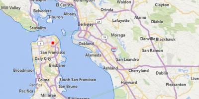 מפת קליפורניה ערים ליד סן פרנסיסקו.