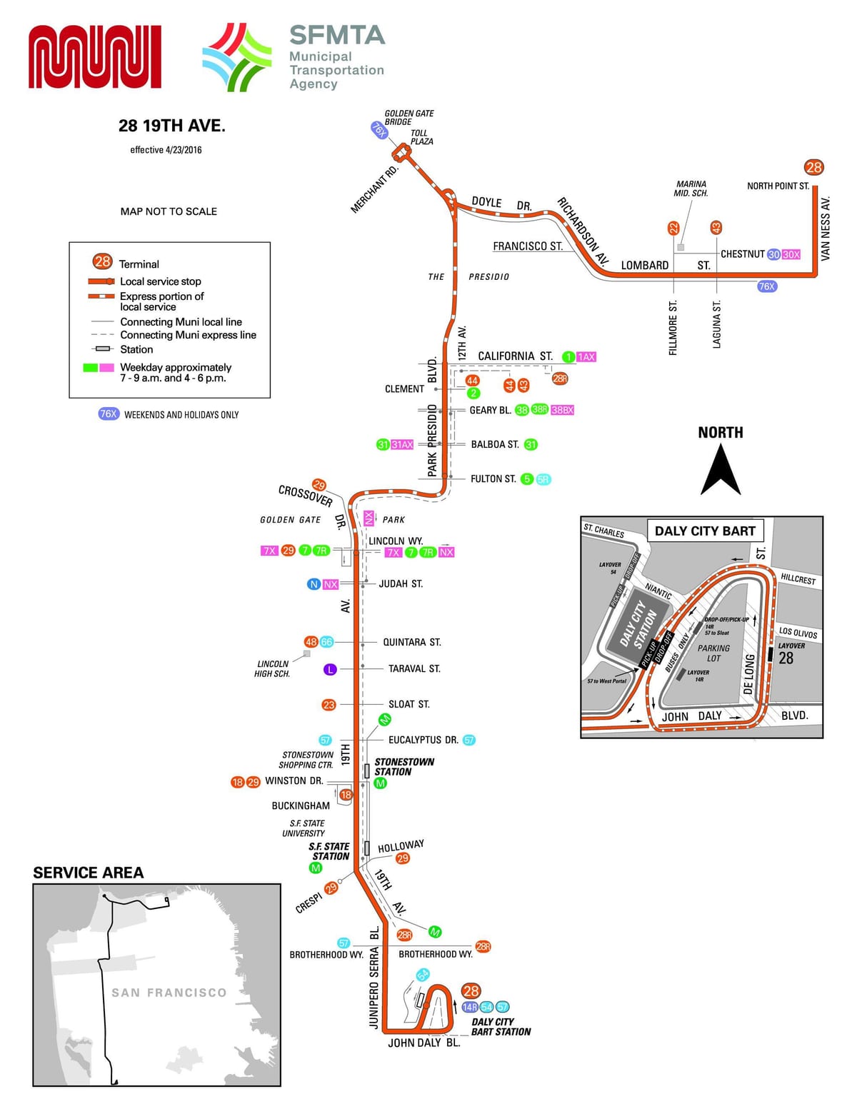 סן פרנסיסקו אוטובוס 28 כביש מפה