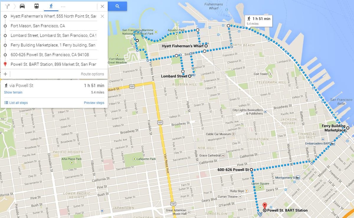 סן פרנסיסקו סיורים מפה