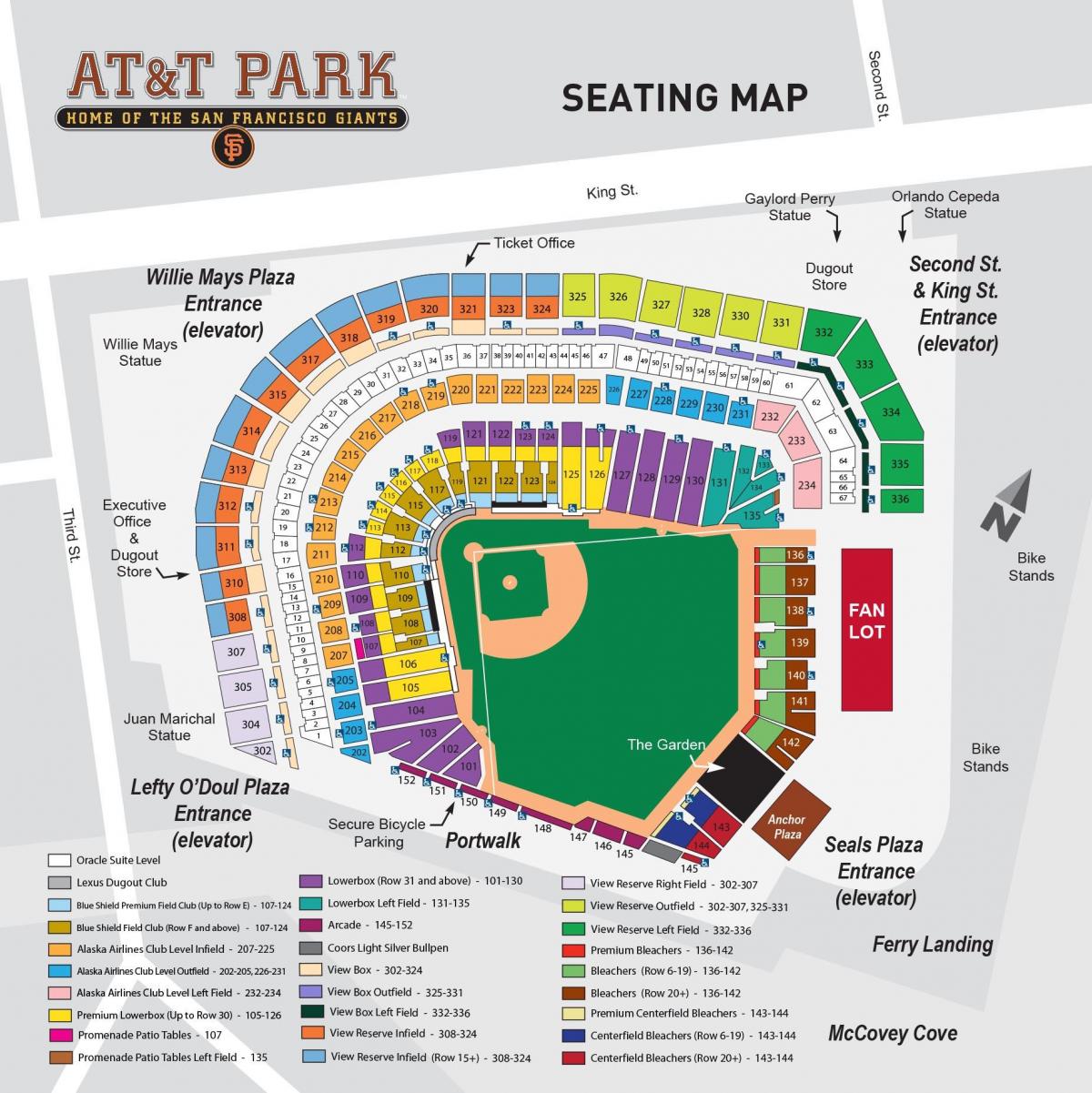 מפה של at&t park stadium