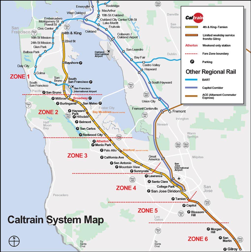caltrain כביש מפה