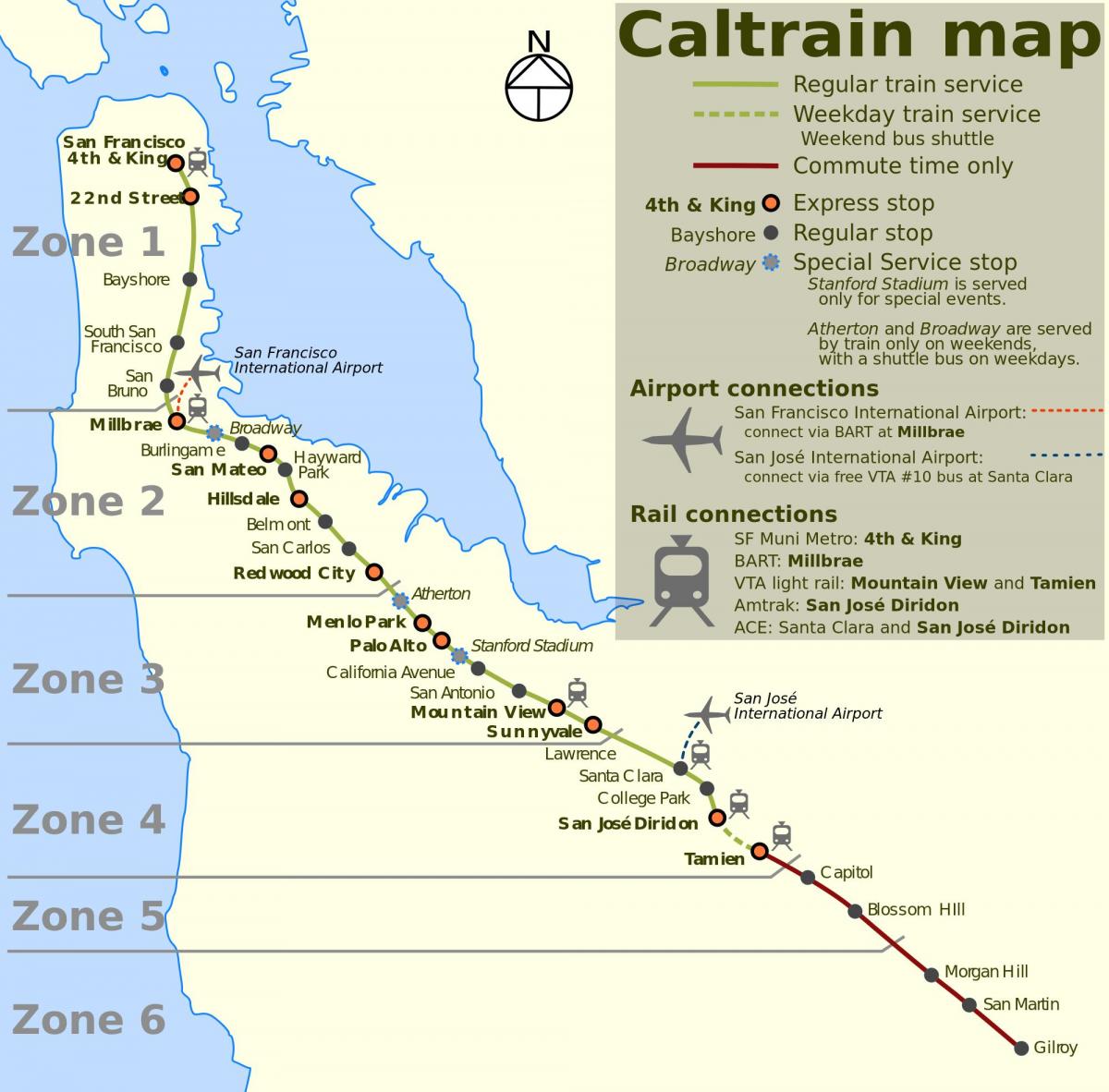 סן פרנסיסקו caltrain מפה