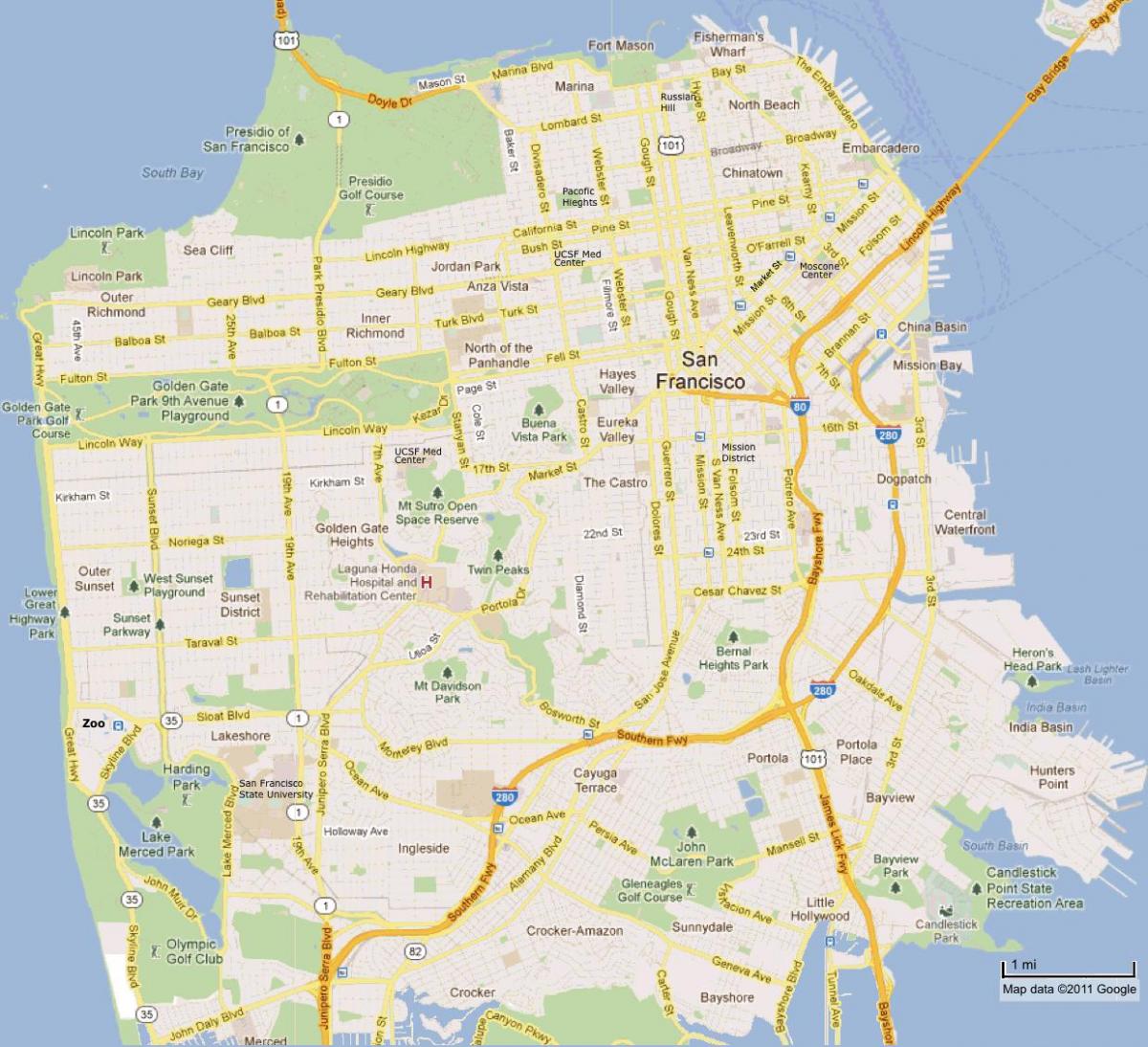 המפה אנג ' לס לסן פרנסיסקו.