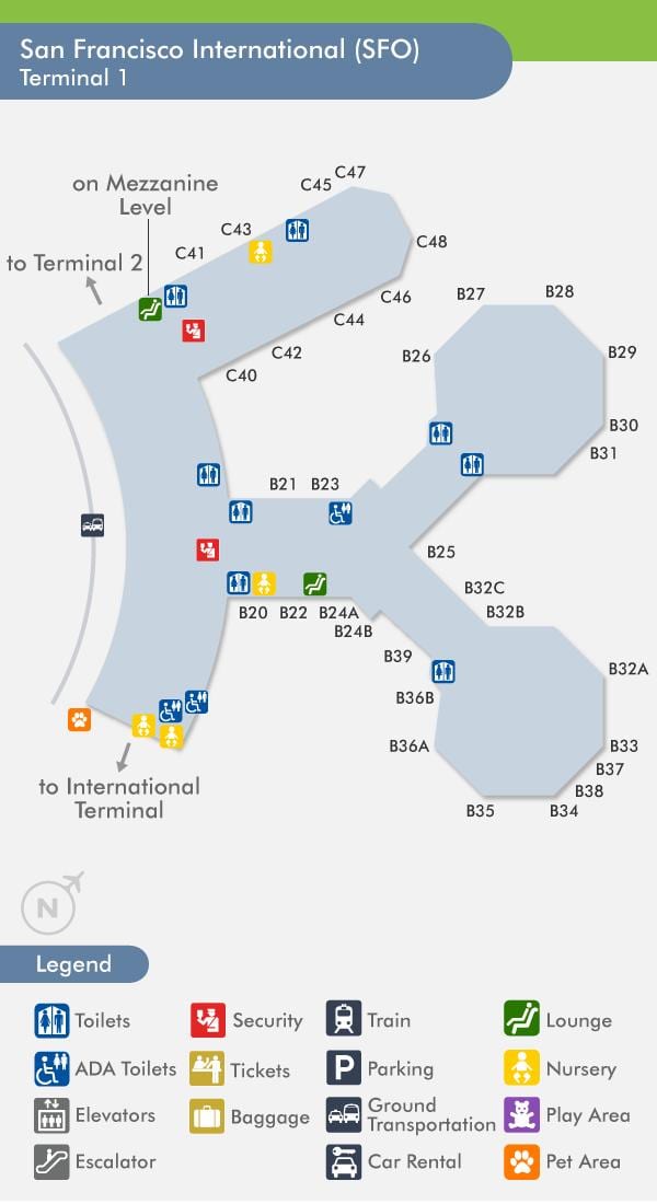 San Francisco airport terminal 1 מפה