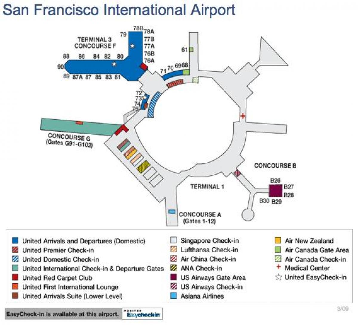 נמל התעופה של סן פרנסיסקו מפת ארצות הברית