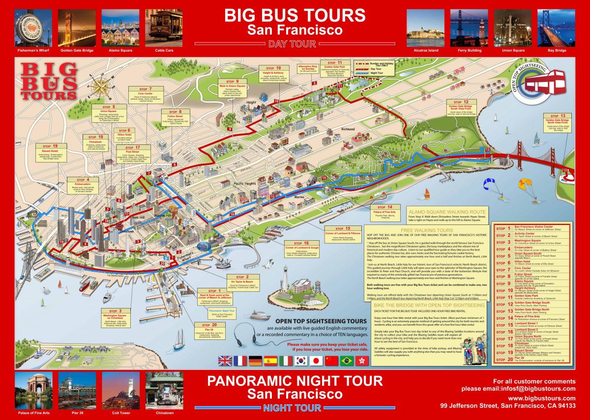 אדום גדול אוטובוס סן פרנסיסקו מפה