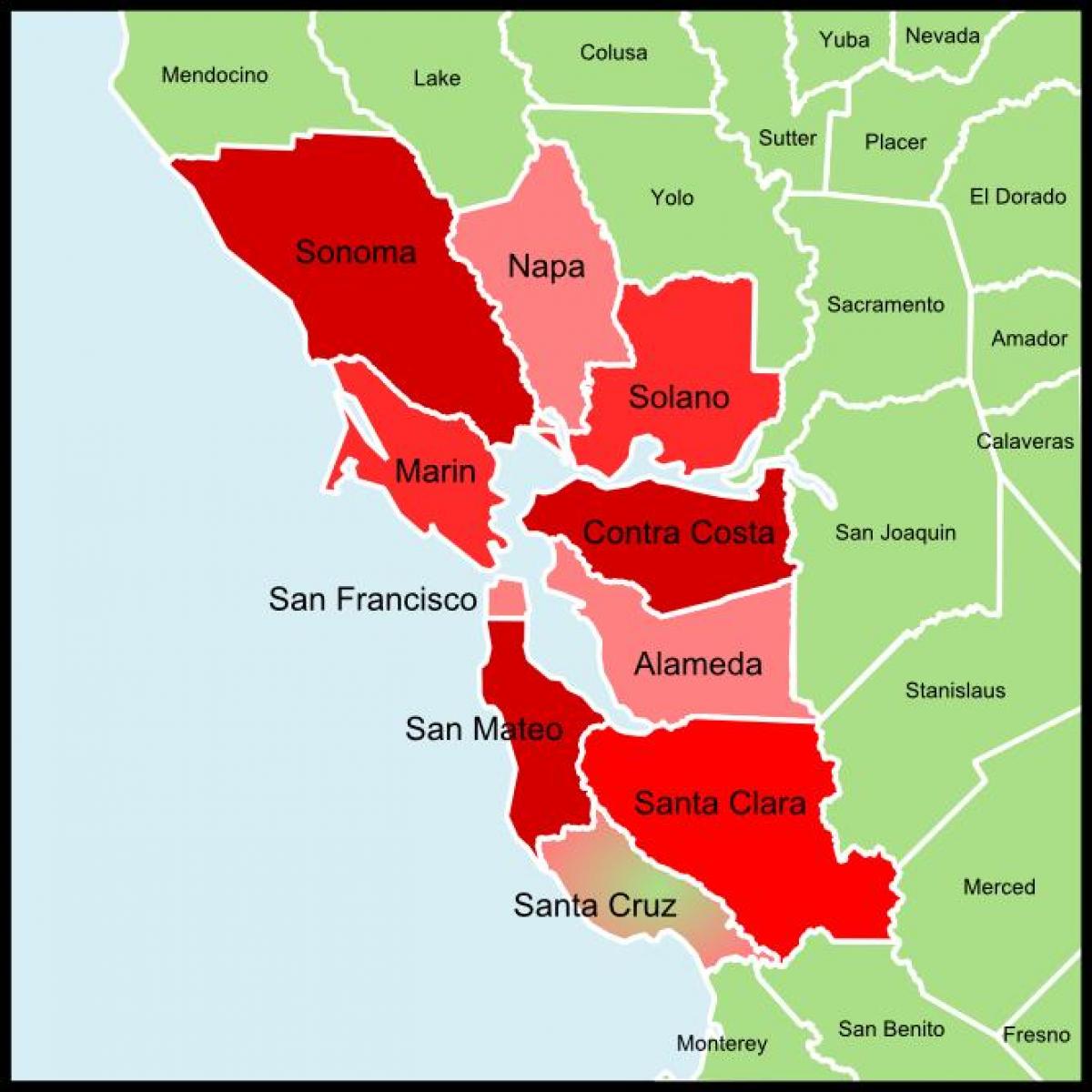 אזור מפרץ סן פרנסיסקו מחוז מפה