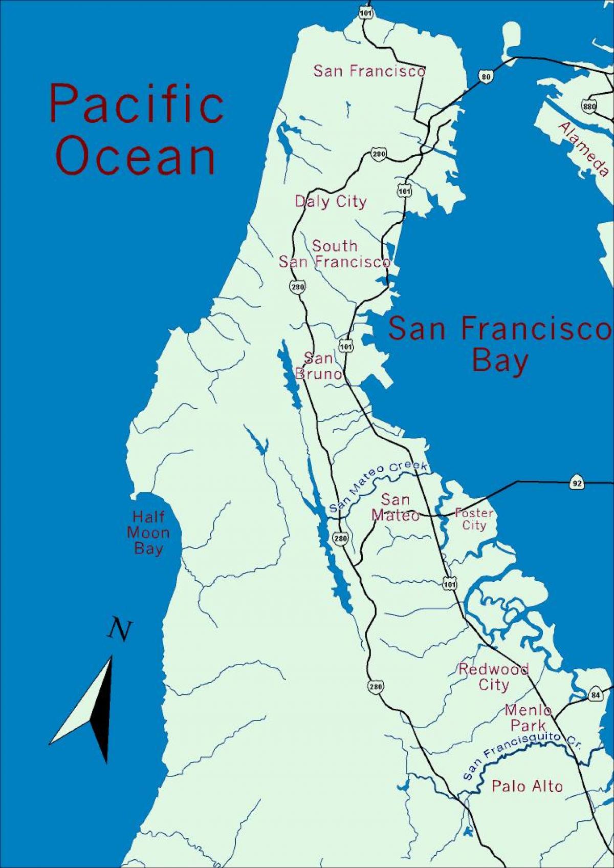 מפה של אזור המפרץ של חצי האי