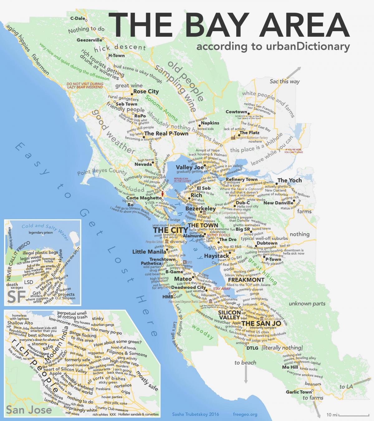 אזור מפרץ סן פרנסיסקו מפת קליפורניה