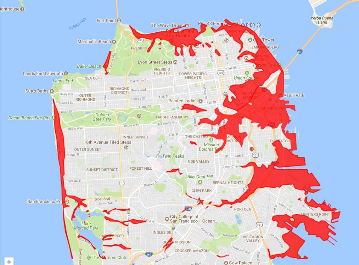 סן פרנסיסקו אזורים להימנע מפה
