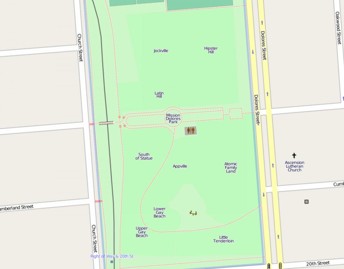 מפה של דולורס פארק סן פרנסיסקו