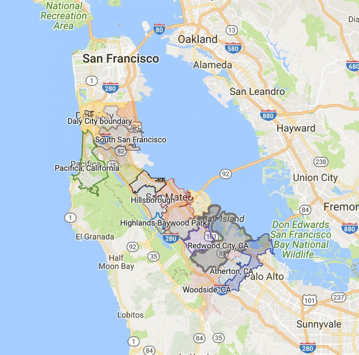 מפה של העיר סן פרנסיסקו גבולות
