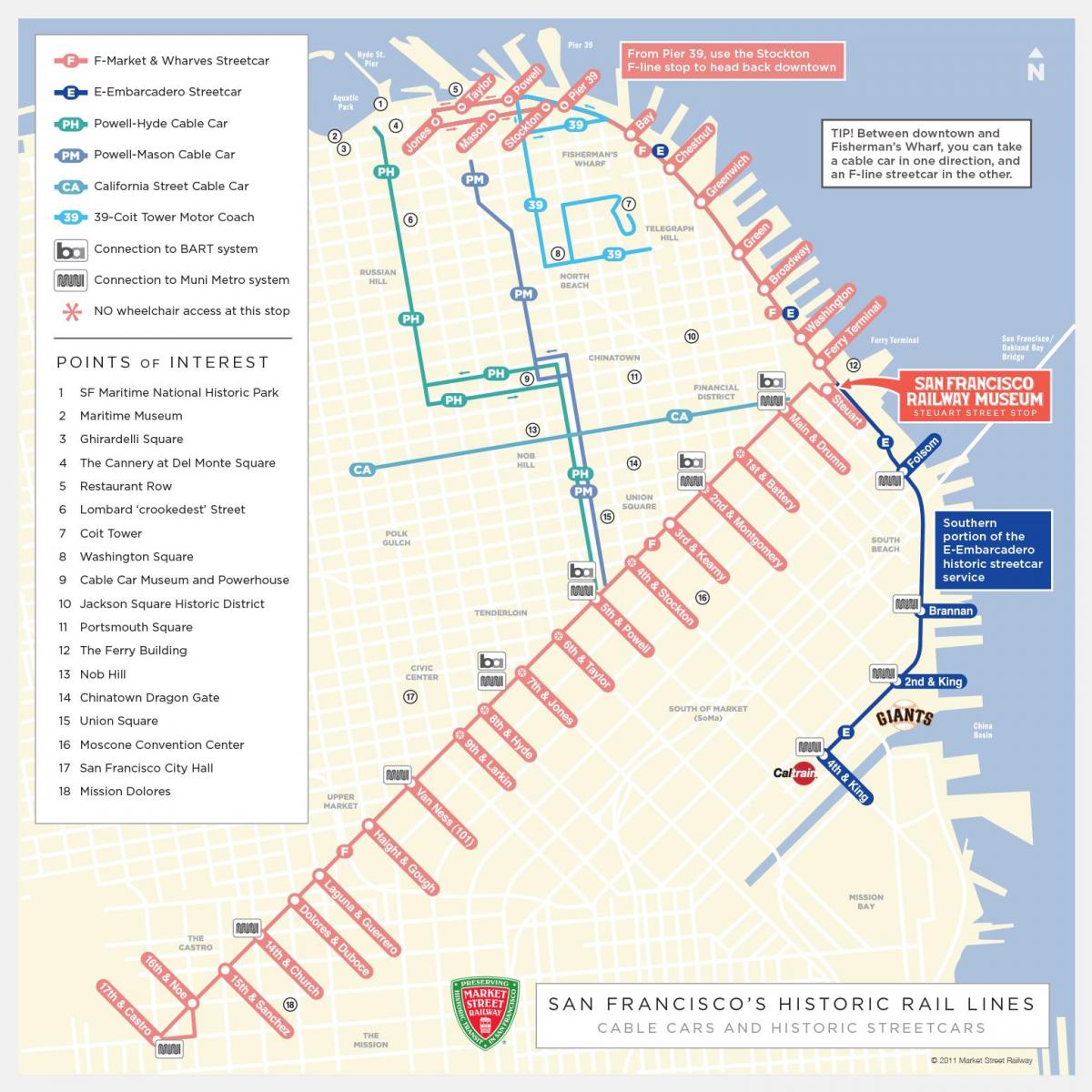 המפה של סן פרנסיסקו כביש טרולי
