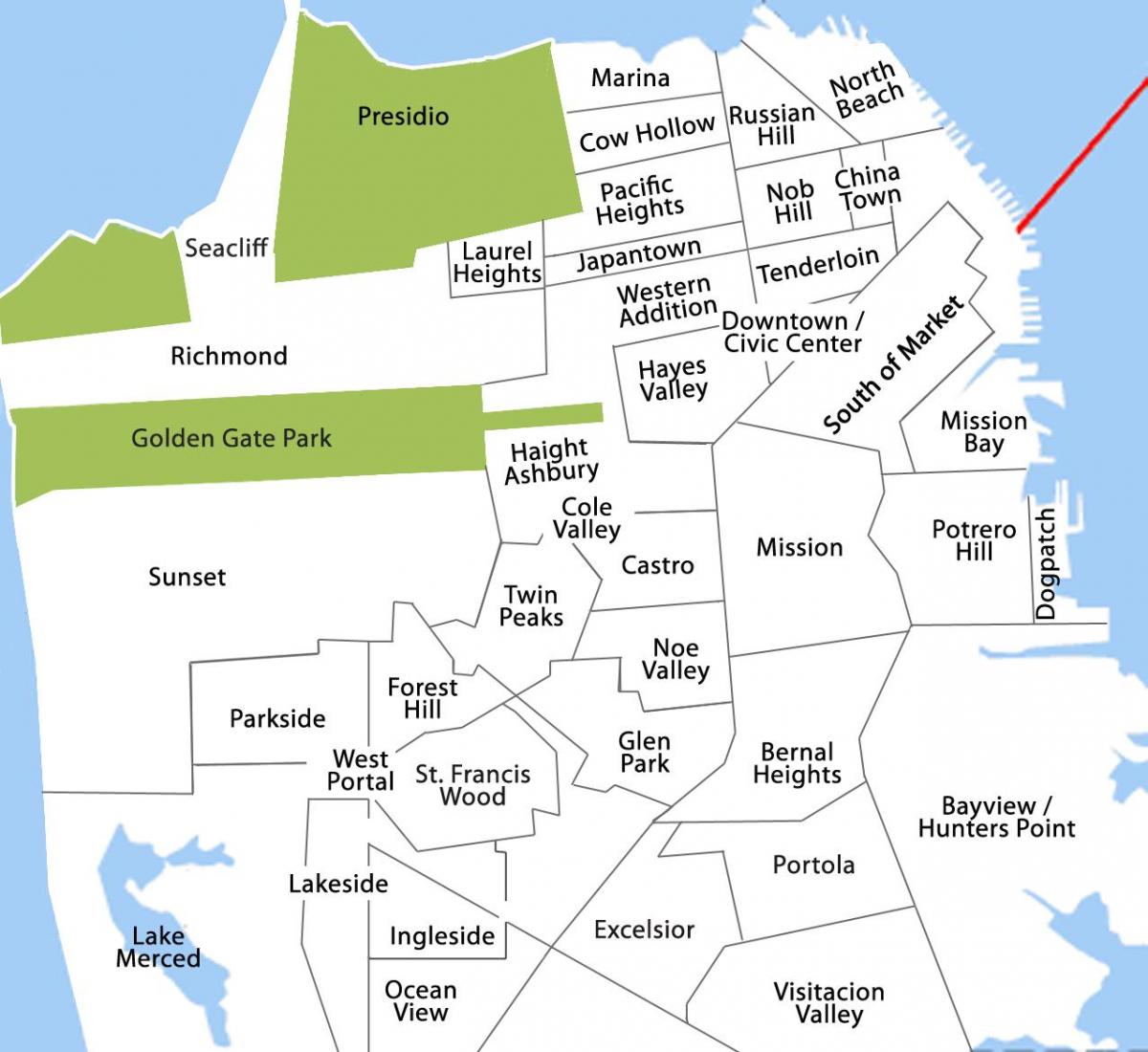 מפה של ייוויו מחוז סן פרנסיסקו 