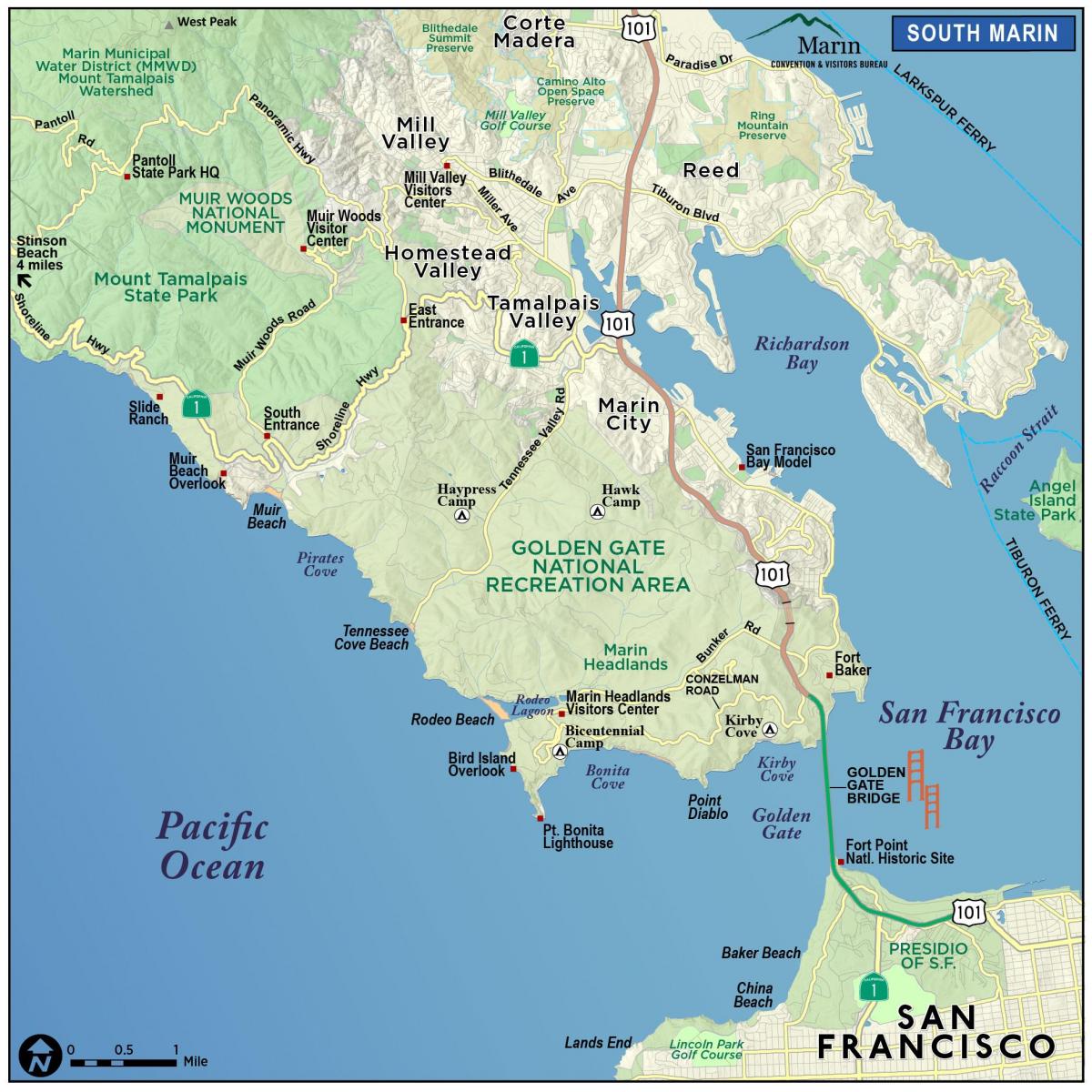 מפה של יער רדווד סן פרנסיסקו