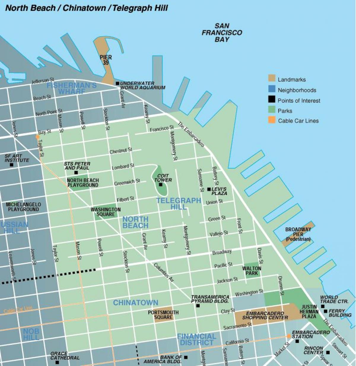 מפה של החוף הצפוני של סן פרנסיסקו