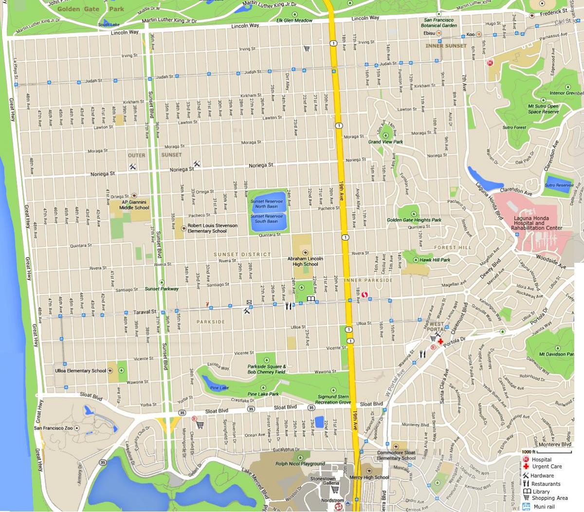 מפה של שקיעה מחוז סן פרנסיסקו
