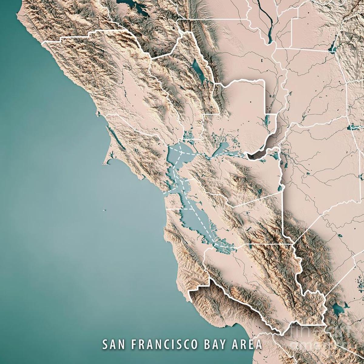 מפה של מפרץ סן פרנסיסקו טופוגרפית 