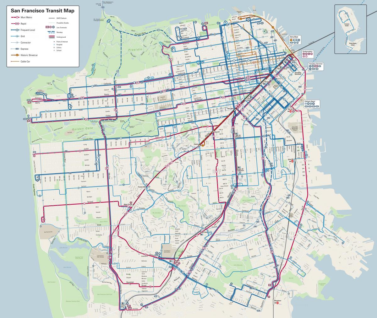 סן פרנסיסקו קווי אוטובוס מפה