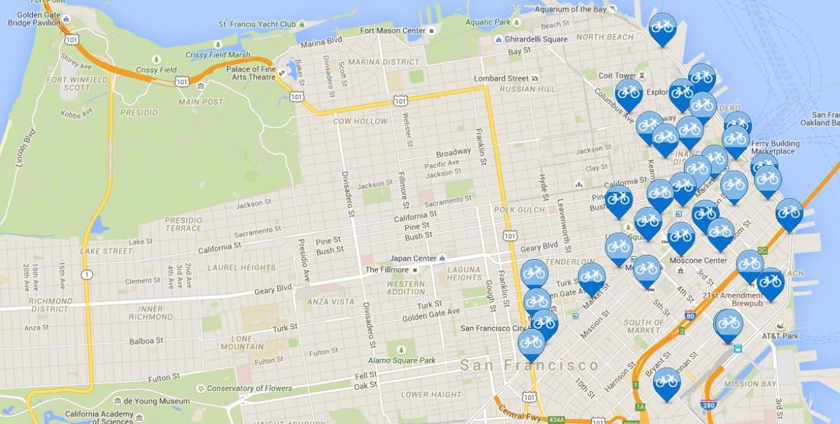 המפה של סן פרנסיסקו אופניים לשתף