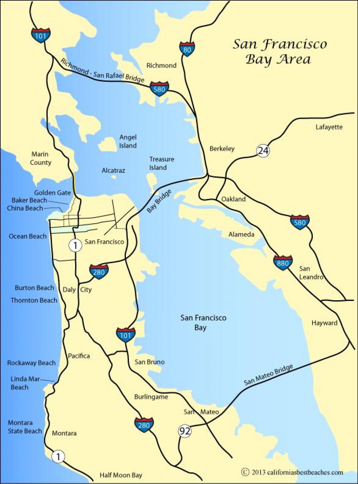המפה של סן פרנסיסקו חופים