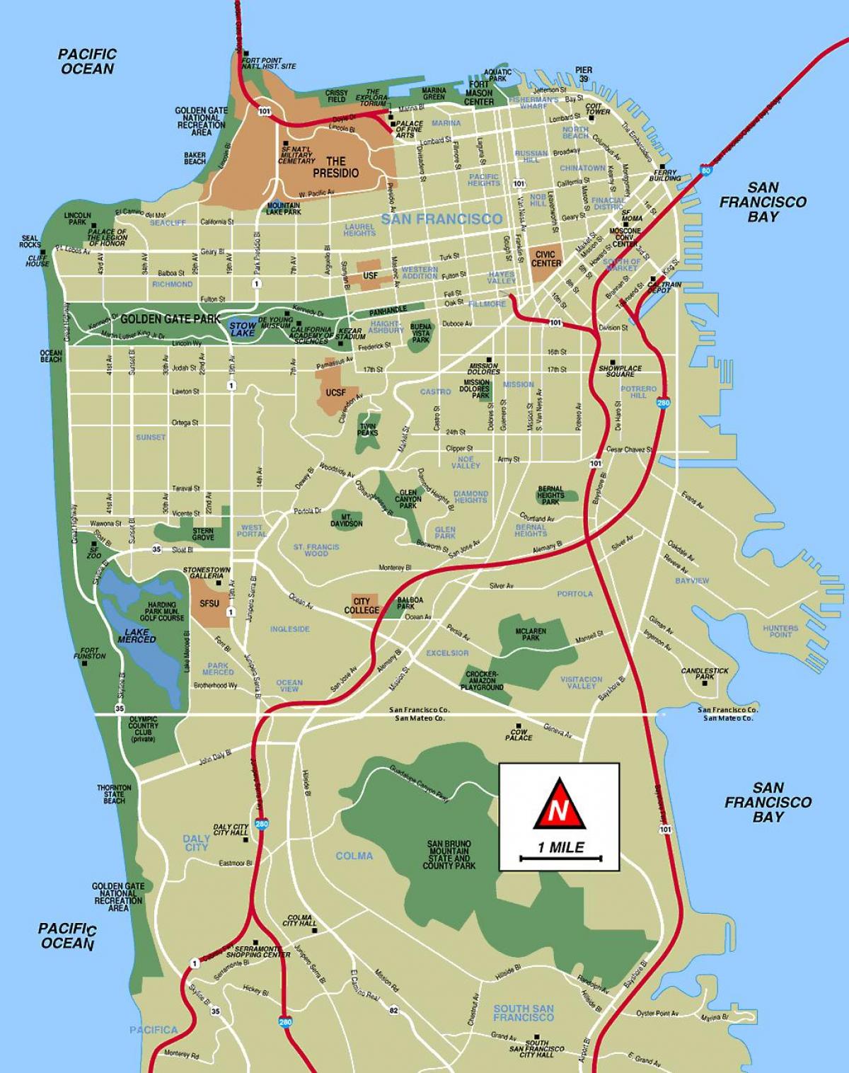 המפה של סן פרנסיסקו לא מקוון