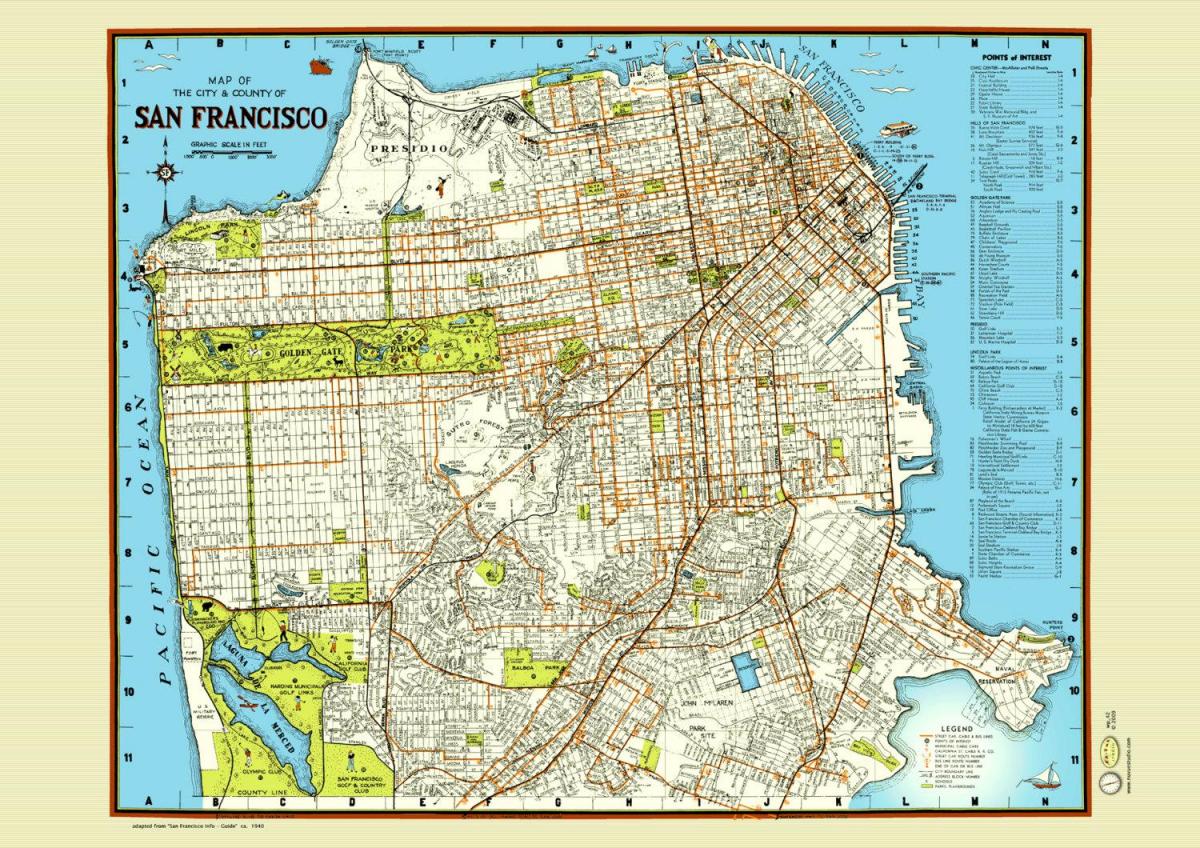 המפה של סן פרנסיסקו-רחוב פוסטר