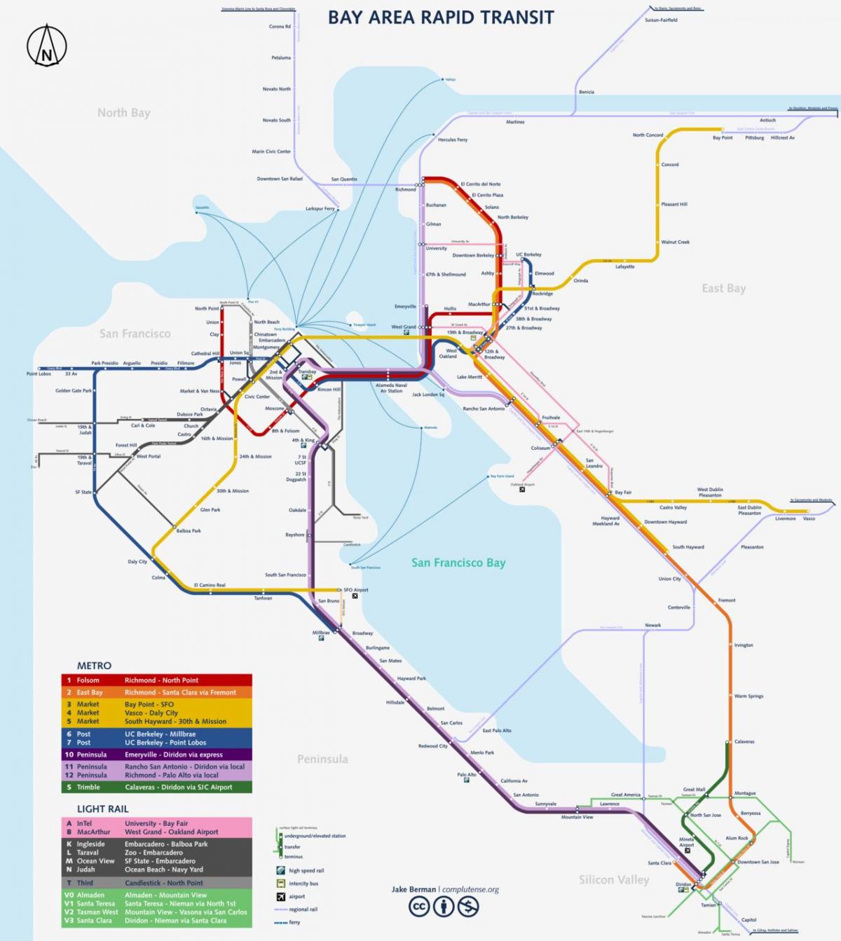 סן פרנסיסקו מפת הרכבת התחתית