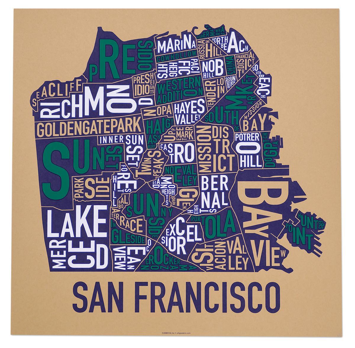 סן פרנסיסקו השכונה מפת פוסטר