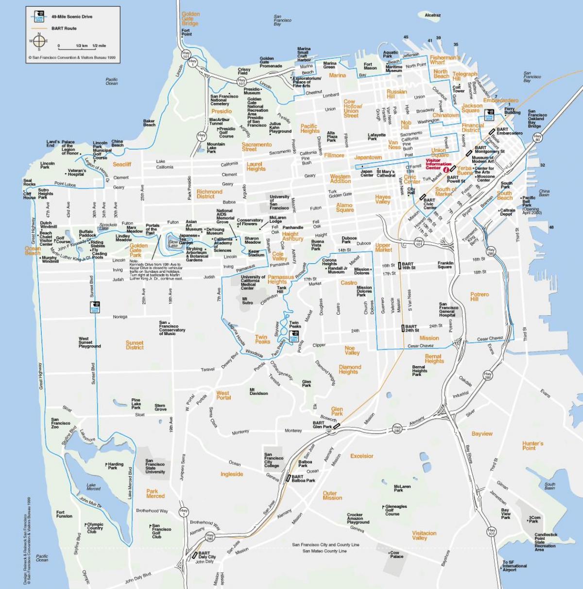 המפה של סן פרנסיסקו ציוני דרך