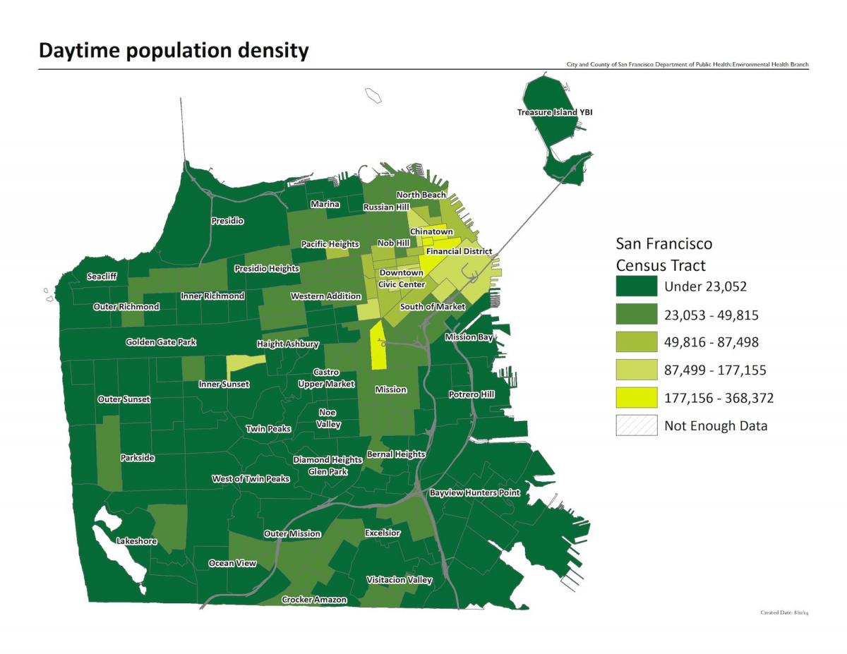 המפה של סן פרנסיסקו צפיפות האוכלוסייה