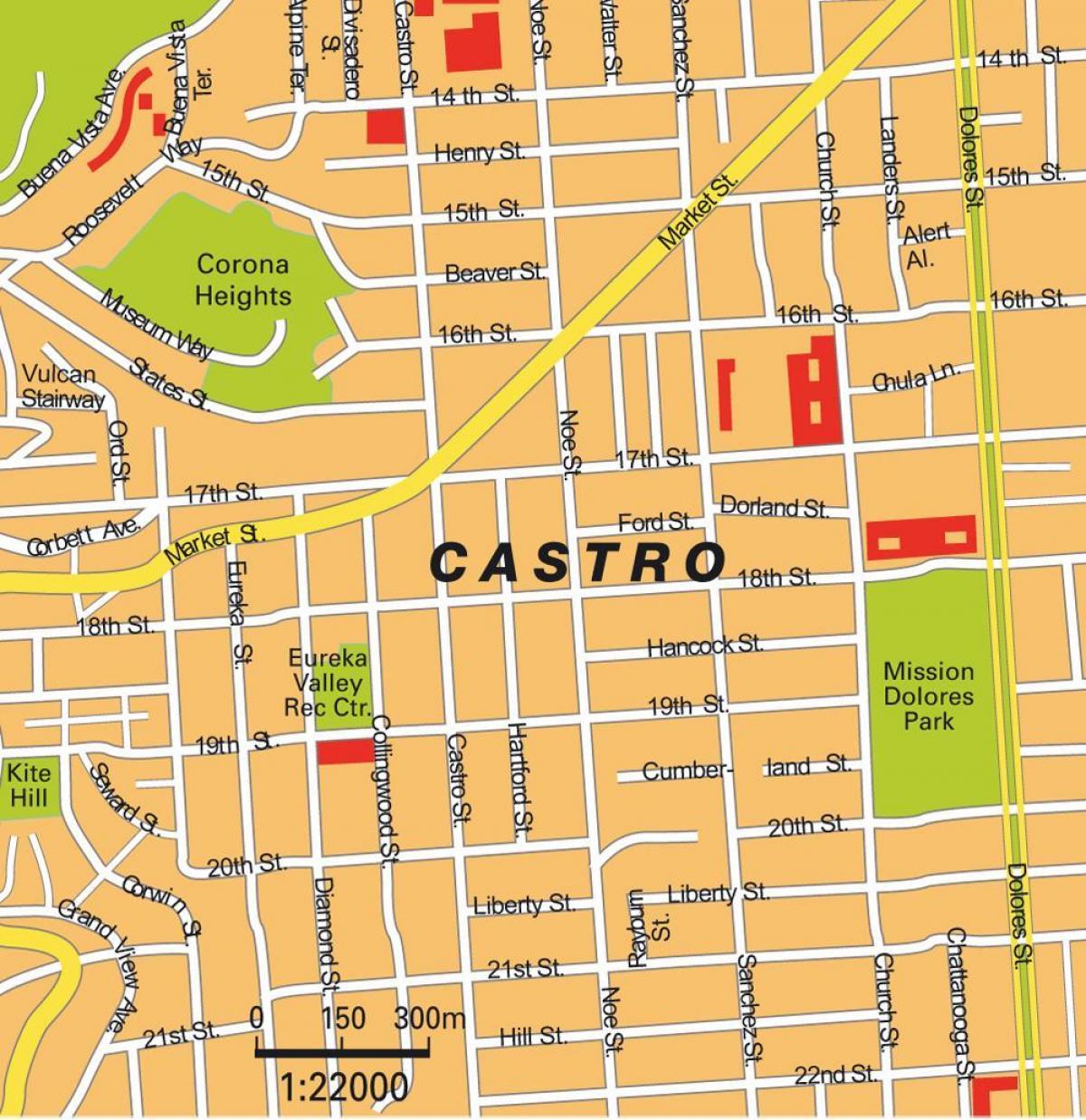 מפה של מחוז קסטרו בסן פרנסיסקו