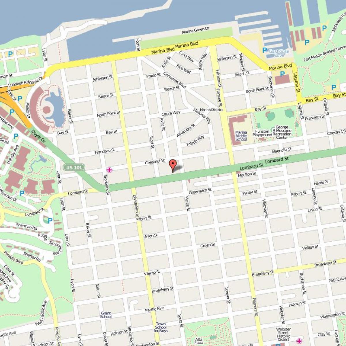 מפה של רחוב לומברד בסן פרנסיסקו