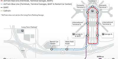 מפה של SFO airtrain